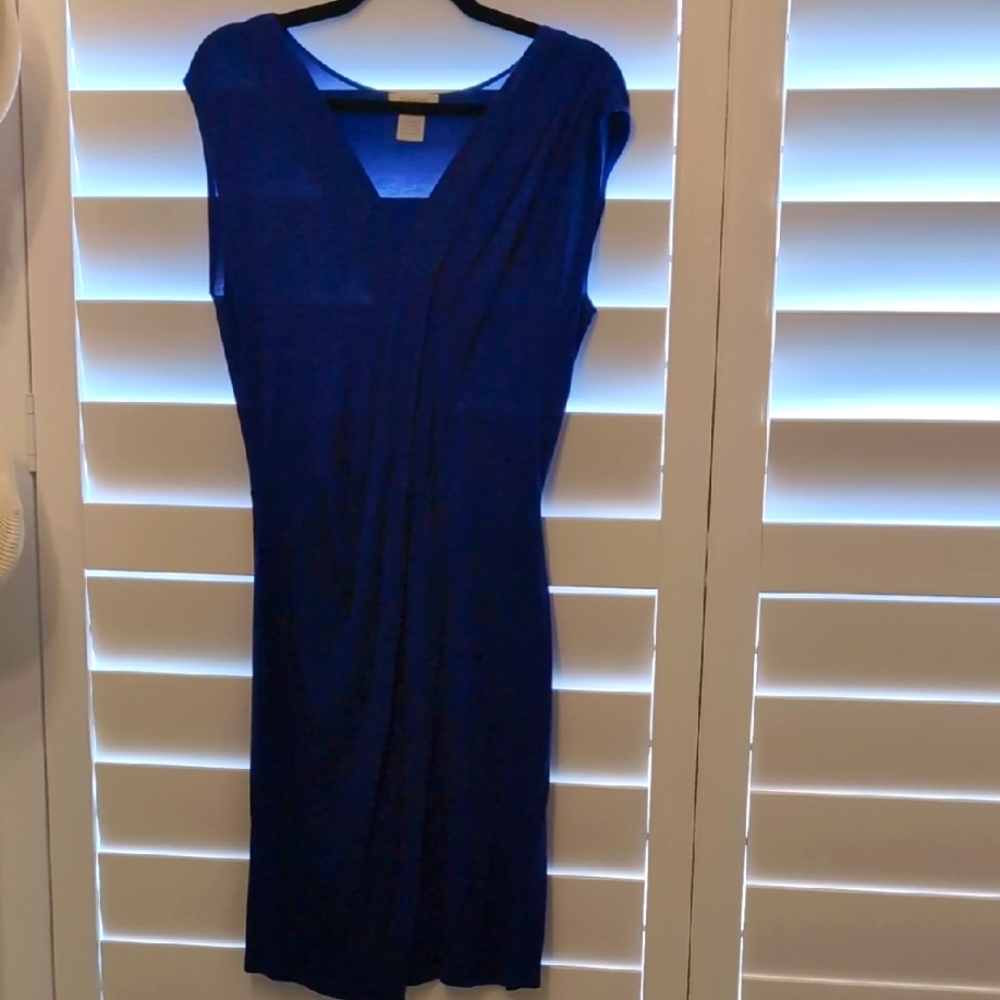 Blue jersey, cap sleeve dress, small